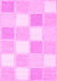 Machine Washable Checkered Pink Modern Rug, wshcon2569pnk