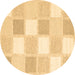 Round Checkered Brown Modern Rug, con2569brn