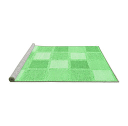 Sideview of Machine Washable Checkered Emerald Green Modern Area Rugs, wshcon2569emgrn