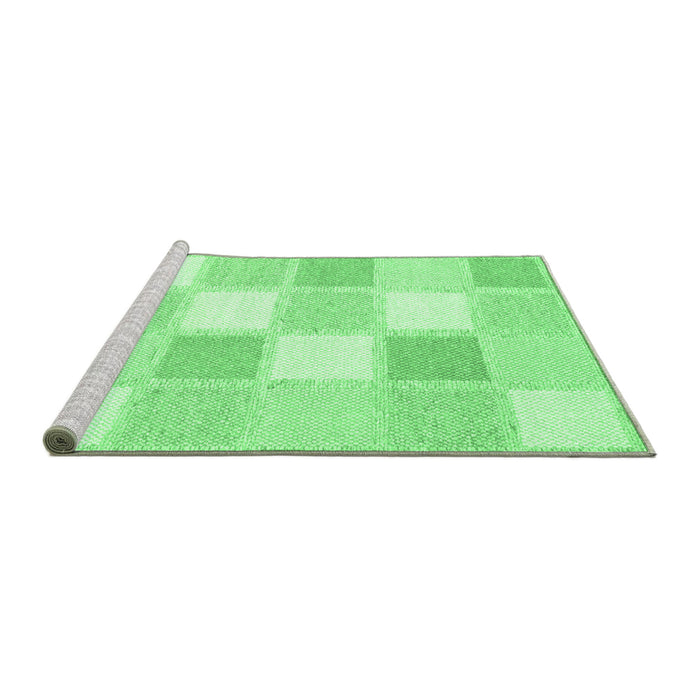 Sideview of Machine Washable Checkered Emerald Green Modern Area Rugs, wshcon2569emgrn
