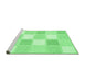 Sideview of Machine Washable Checkered Emerald Green Modern Area Rugs, wshcon2569emgrn