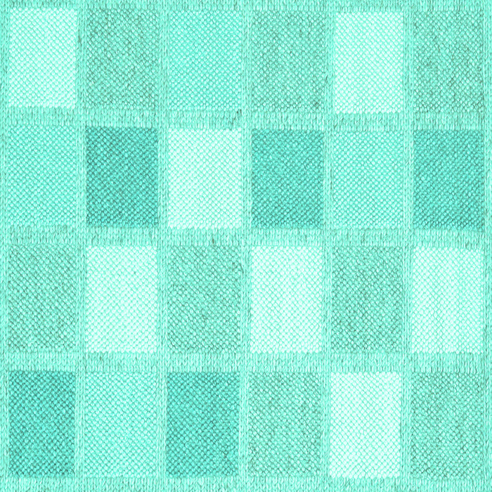 Square Checkered Turquoise Modern Rug, con2569turq
