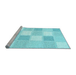 Sideview of Machine Washable Checkered Light Blue Modern Rug, wshcon2569lblu