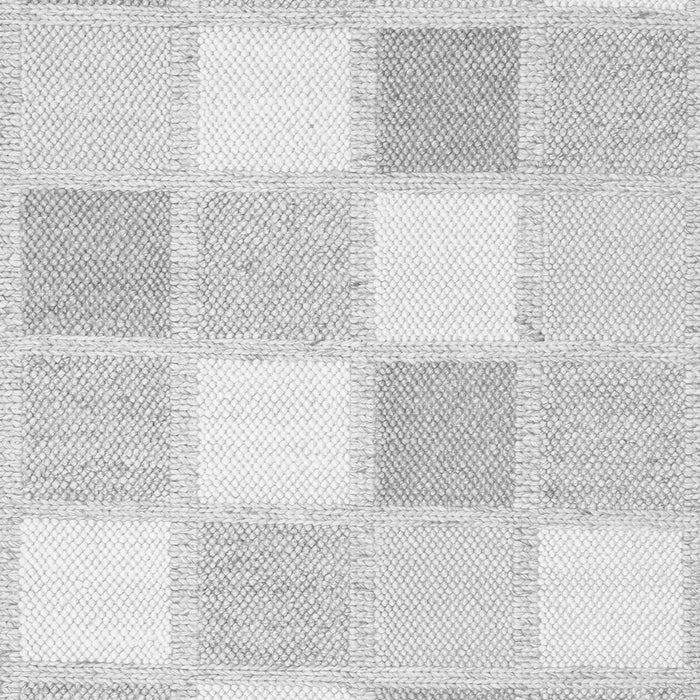 Serging Thickness of Machine Washable Checkered Gray Modern Rug, wshcon2569gry