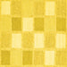 Square Machine Washable Checkered Yellow Modern Rug, wshcon2569yw