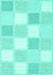 Machine Washable Checkered Turquoise Modern Area Rugs, wshcon2569turq