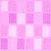 Square Machine Washable Checkered Pink Modern Rug, wshcon2569pnk