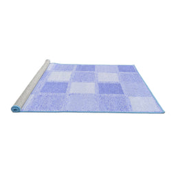 Sideview of Machine Washable Checkered Blue Modern Rug, wshcon2569blu