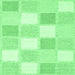 Square Machine Washable Checkered Emerald Green Modern Area Rugs, wshcon2569emgrn