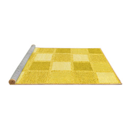 Sideview of Machine Washable Checkered Yellow Modern Rug, wshcon2569yw