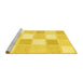 Sideview of Machine Washable Checkered Yellow Modern Rug, wshcon2569yw