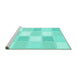 Sideview of Machine Washable Checkered Turquoise Modern Area Rugs, wshcon2569turq