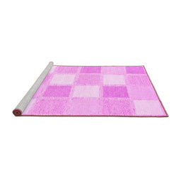 Sideview of Machine Washable Checkered Pink Modern Rug, wshcon2569pnk