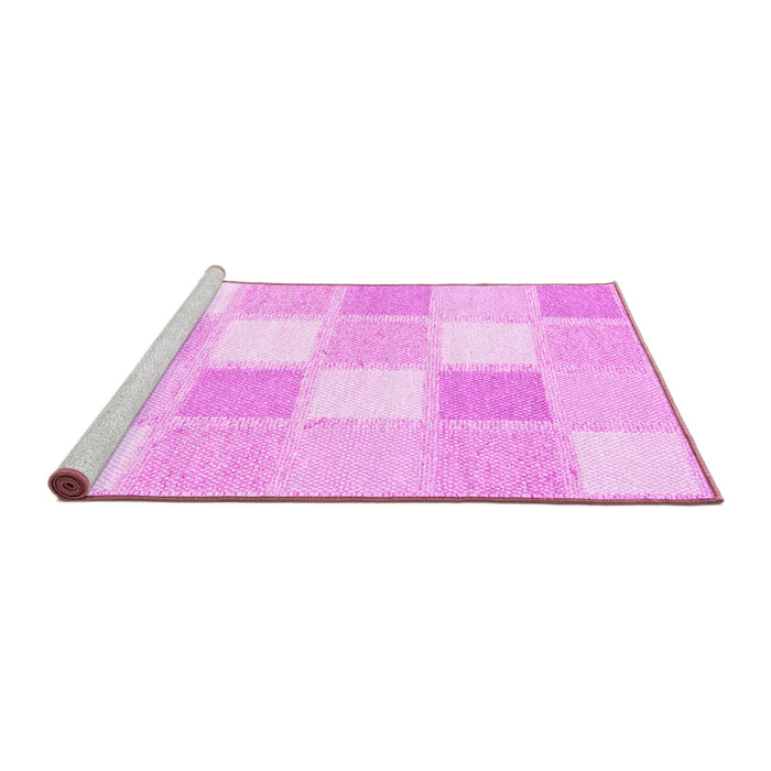 Sideview of Machine Washable Checkered Pink Modern Rug, wshcon2569pnk