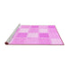 Sideview of Machine Washable Checkered Pink Modern Rug, wshcon2569pnk