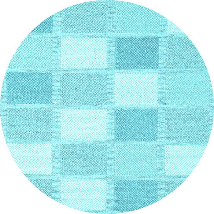 Round Machine Washable Checkered Light Blue Modern Rug, wshcon2569lblu