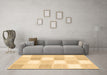 Machine Washable Checkered Brown Modern Rug in a Living Room,, wshcon2569brn
