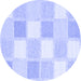 Round Checkered Blue Modern Rug, con2569blu