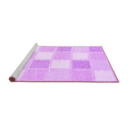 Sideview of Machine Washable Checkered Purple Modern Area Rugs, wshcon2569pur