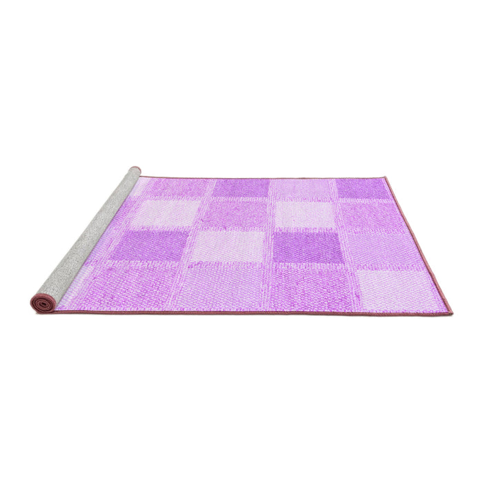 Sideview of Machine Washable Checkered Purple Modern Area Rugs, wshcon2569pur