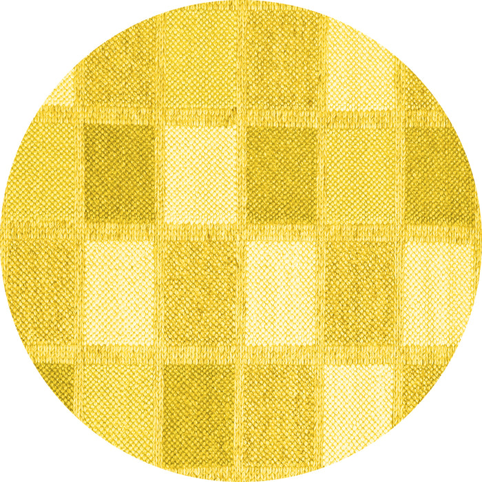 Round Checkered Yellow Modern Rug, con2569yw