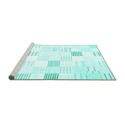 Sideview of Machine Washable Solid Turquoise Modern Area Rugs, wshcon256turq