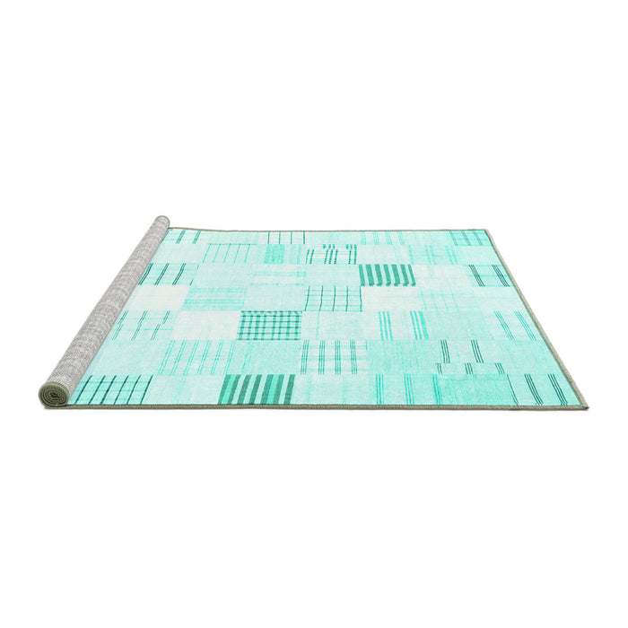 Sideview of Machine Washable Solid Turquoise Modern Area Rugs, wshcon256turq