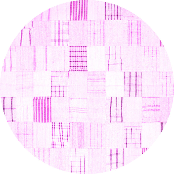 Round Machine Washable Solid Pink Modern Rug, wshcon256pnk