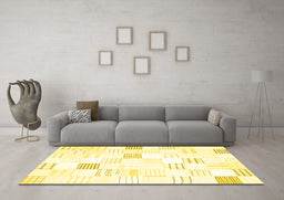 Machine Washable Solid Yellow Modern Rug in a Living Room, wshcon256yw