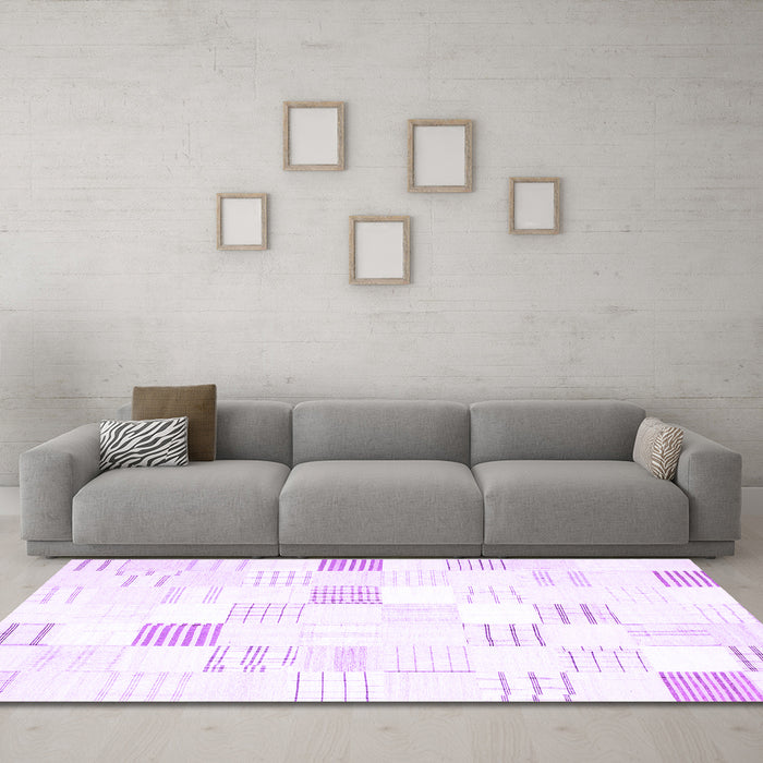 Machine Washable Solid Purple Modern Area Rugs in a Living Room, wshcon256pur