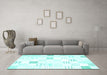 Machine Washable Solid Turquoise Modern Area Rugs in a Living Room,, wshcon256turq