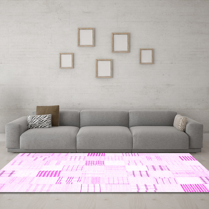 Machine Washable Solid Pink Modern Rug in a Living Room, wshcon256pnk
