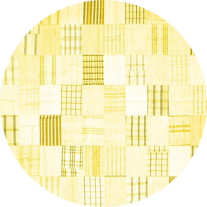 Round Machine Washable Solid Yellow Modern Rug, wshcon256yw