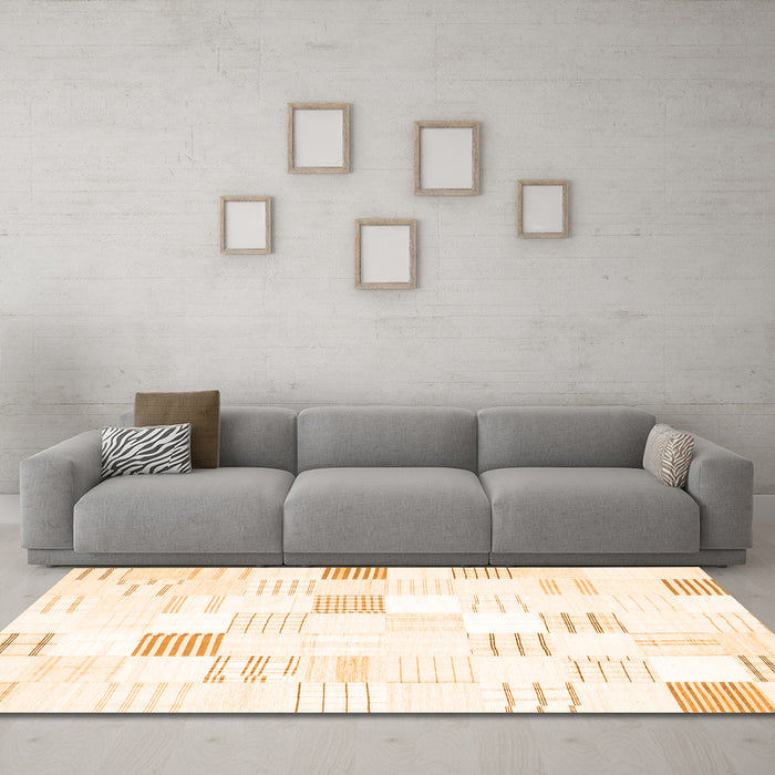 Machine Washable Solid Orange Modern Area Rugs in a Living Room, wshcon256org