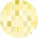 Round Solid Yellow Modern Rug, con256yw