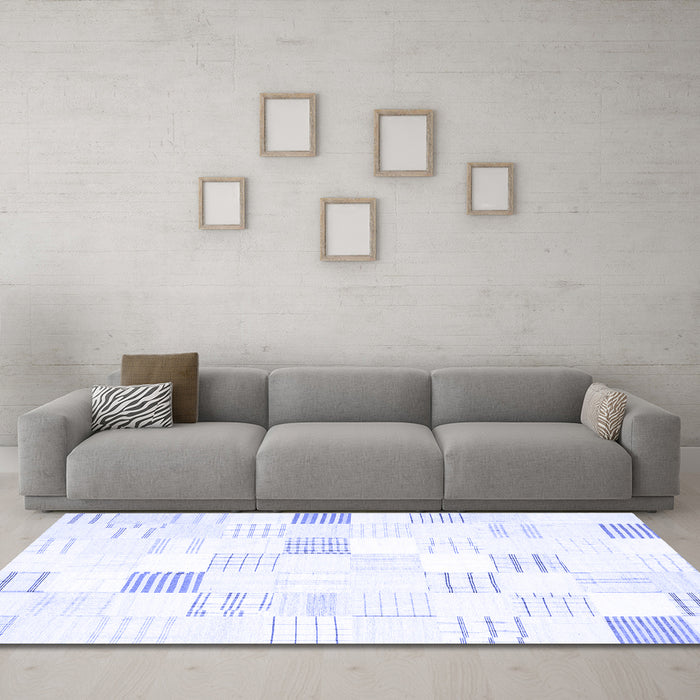 Machine Washable Solid Blue Modern Rug in a Living Room, wshcon256blu