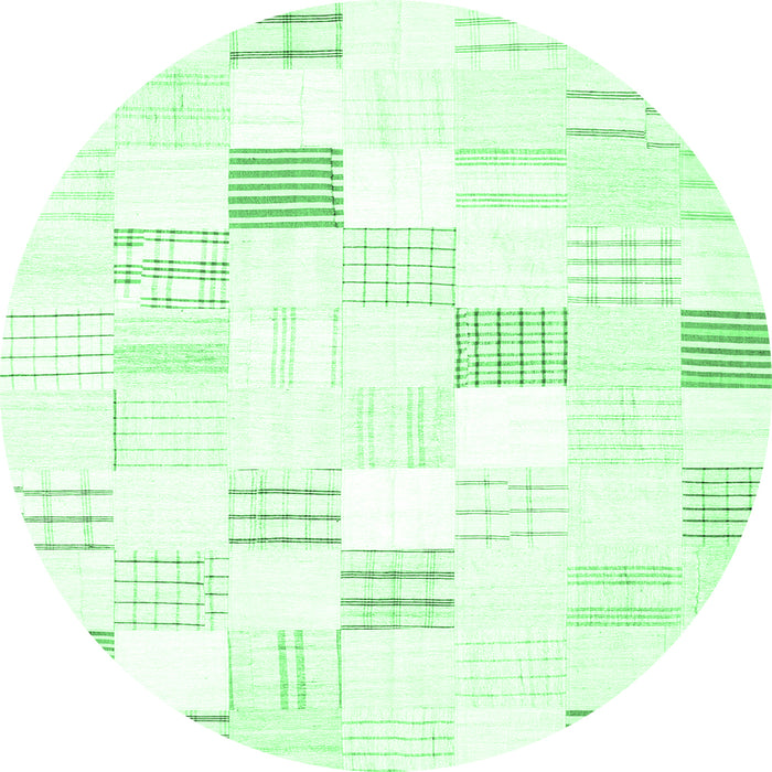 Round Machine Washable Solid Emerald Green Modern Area Rugs, wshcon256emgrn