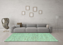 Machine Washable Abstract Turquoise Contemporary Area Rugs in a Living Room,, wshcon2570turq