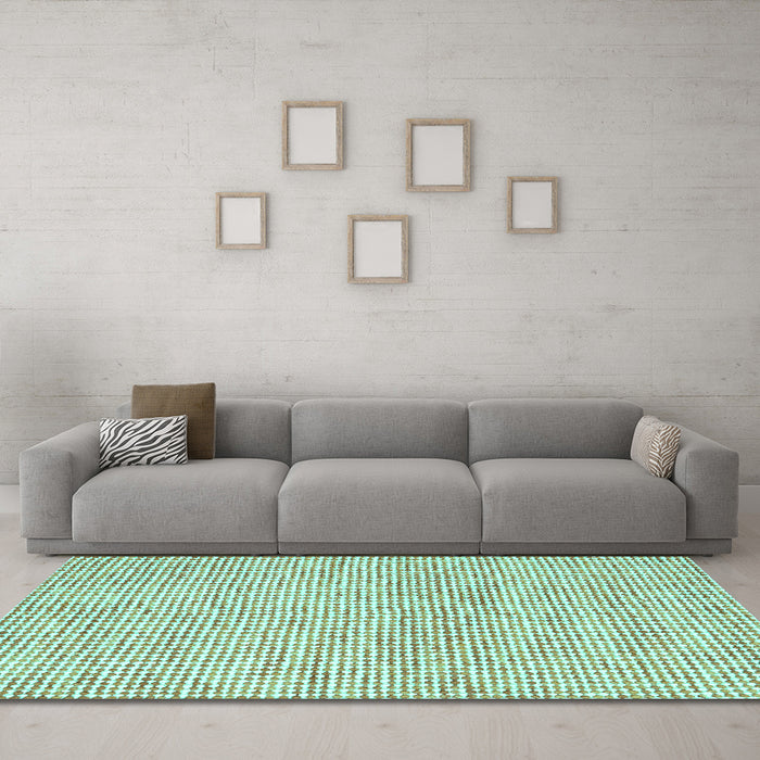 Machine Washable Abstract Turquoise Contemporary Area Rugs in a Living Room,, wshcon2570turq