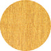 Round Machine Washable Abstract Yellow Contemporary Rug, wshcon2570yw