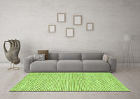 Machine Washable Abstract Green Contemporary Rug, wshcon2570grn