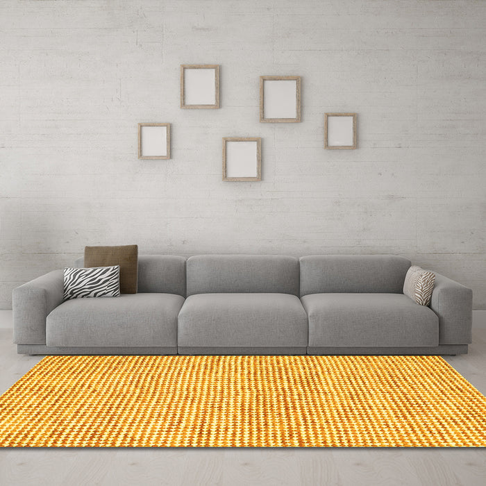 Machine Washable Abstract Yellow Contemporary Rug in a Living Room, wshcon2570yw