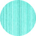 Round Machine Washable Abstract Turquoise Contemporary Area Rugs, wshcon2571turq