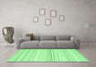 Machine Washable Abstract Emerald Green Contemporary Area Rugs in a Living Room,, wshcon2571emgrn