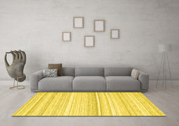 Machine Washable Abstract Yellow Contemporary Rug in a Living Room, wshcon2571yw