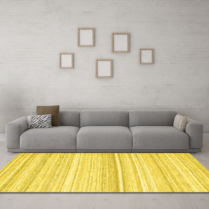 Machine Washable Abstract Yellow Contemporary Rug in a Living Room, wshcon2571yw