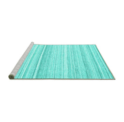 Sideview of Machine Washable Abstract Turquoise Contemporary Area Rugs, wshcon2571turq