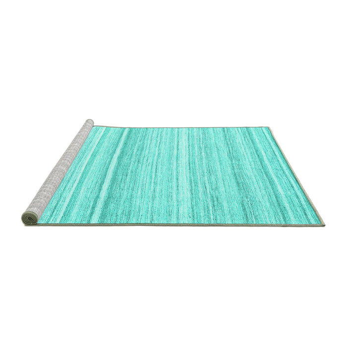 Sideview of Machine Washable Abstract Turquoise Contemporary Area Rugs, wshcon2571turq