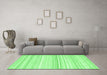 Machine Washable Abstract Green Contemporary Area Rugs in a Living Room,, wshcon2571grn