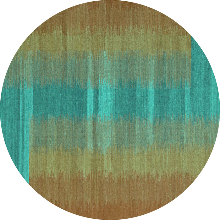Round Abstract Turquoise Contemporary Rug, con2572turq